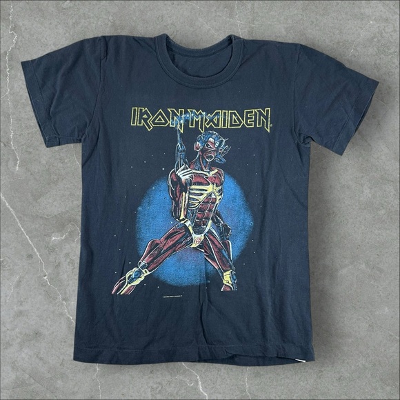 Vintage Iron Maiden Shirt Mens Medium Black‎ 1987 Somewhere On Tour 80s Band Tee